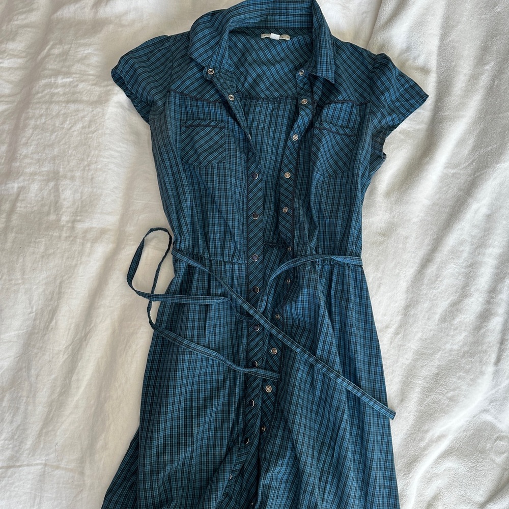 Plaid Button-Up Dress